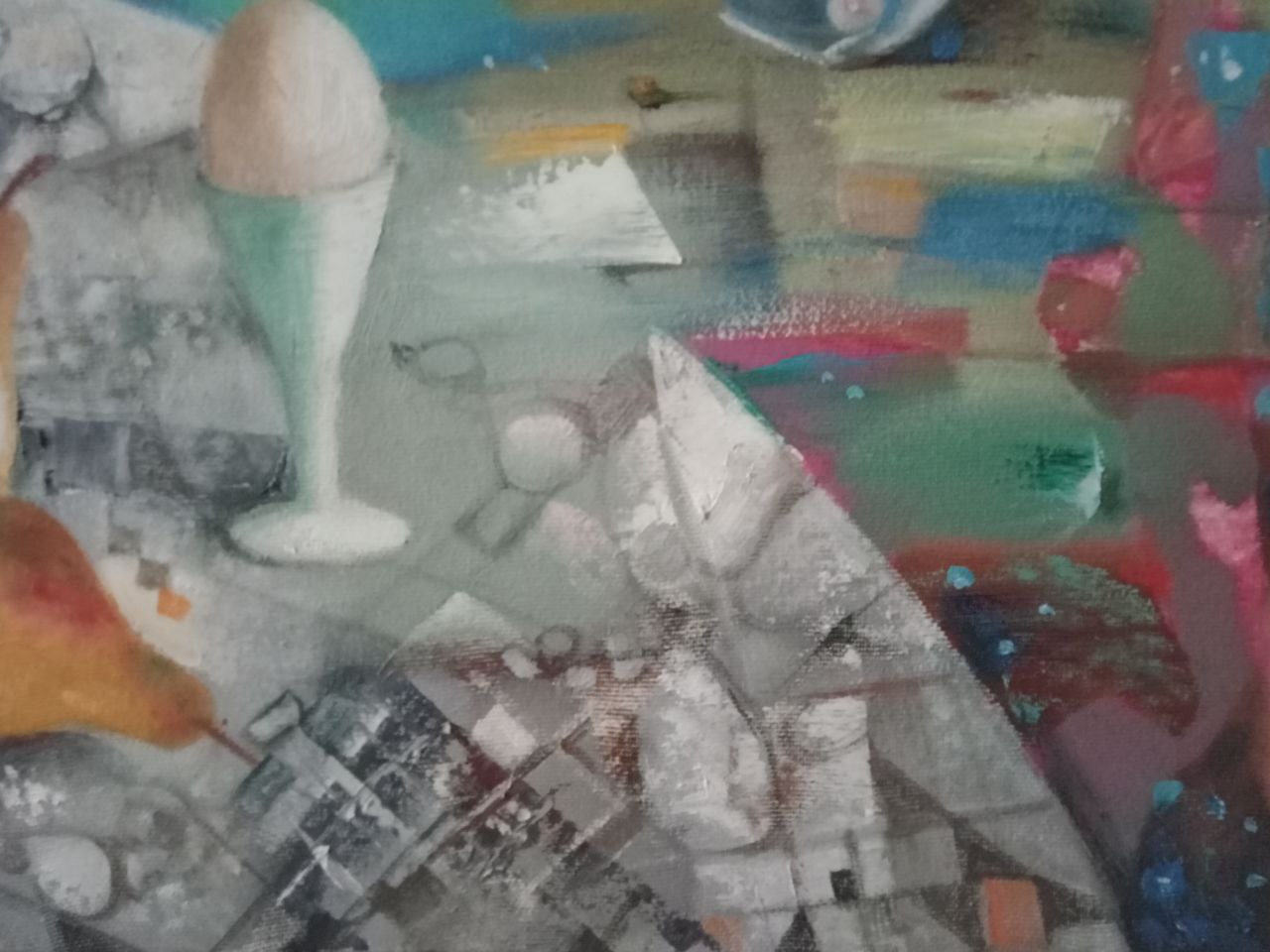 Oil painting Still life with fish 