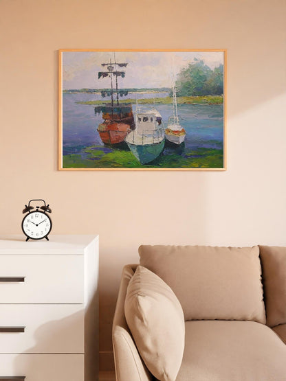 Oil painting Boats on the Dnieper Serdyuk Boris Petrovich №SERB 703