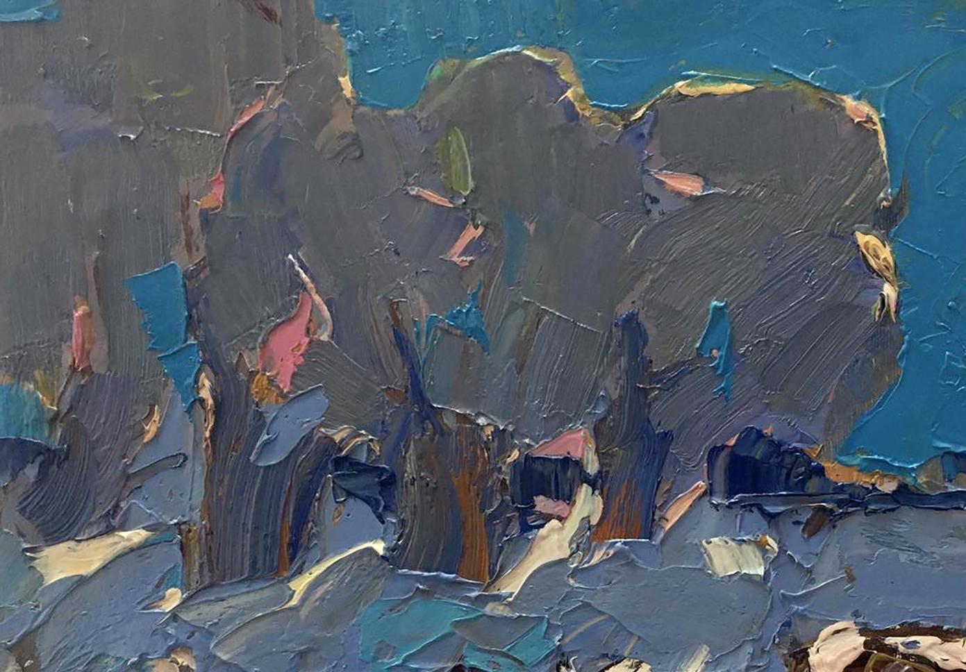 Oil painting Winter evening