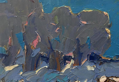 Oil painting Winter evening