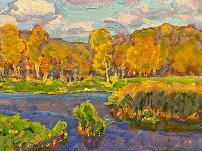 Oil painting Rest in the autumn forest Kolosovsky Georgy Sergeevich