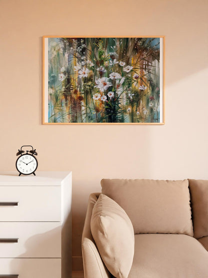 Abstract oil painting White flowers Anatoly Tarabanov