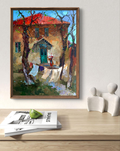 OIl painting A light breeze in the yard Yuriy Suprunchuk