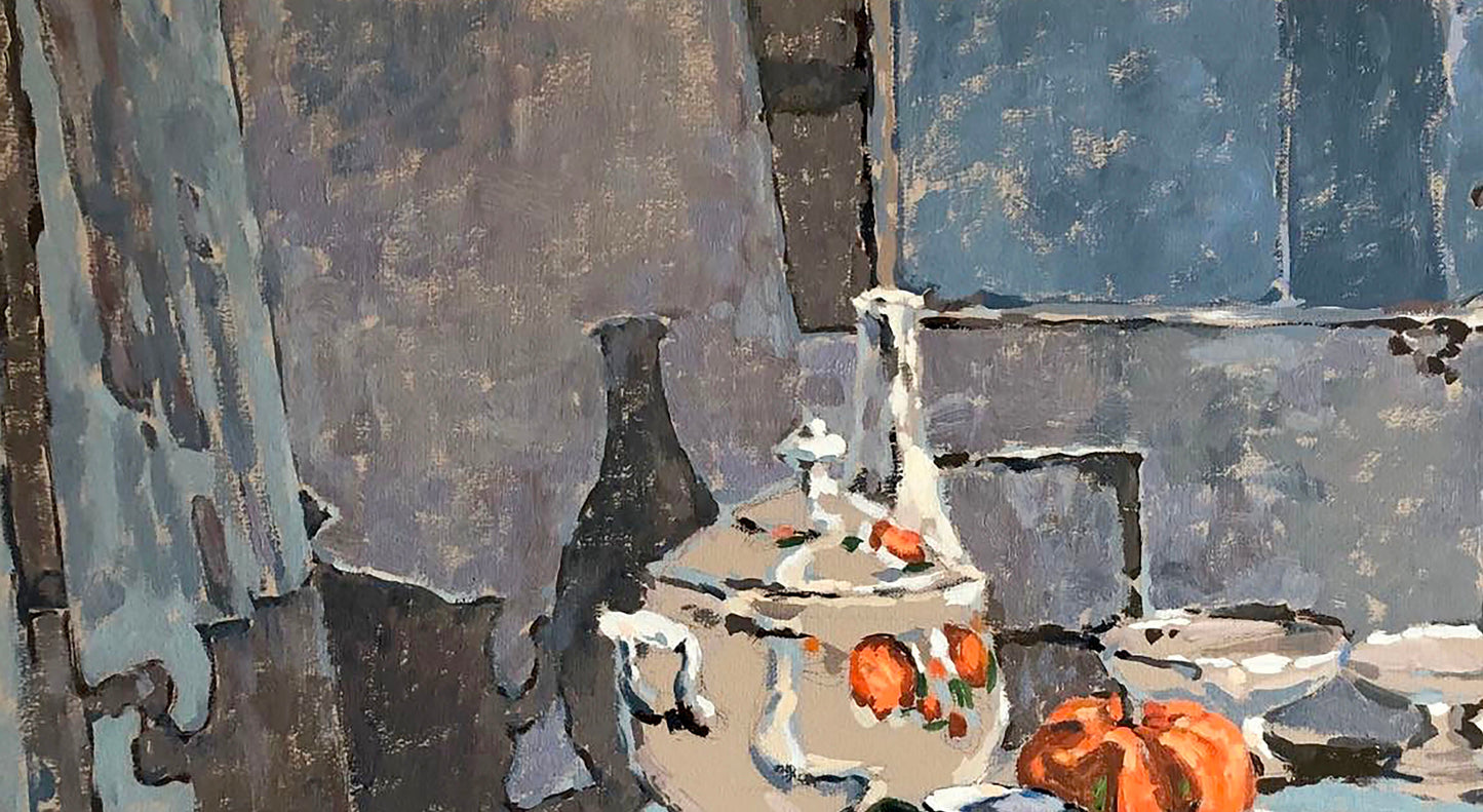 Oil painting Meetings at dusk still life  Olesia Osnach