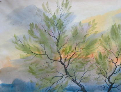 Watercolor painting Nature Landscape Savenets