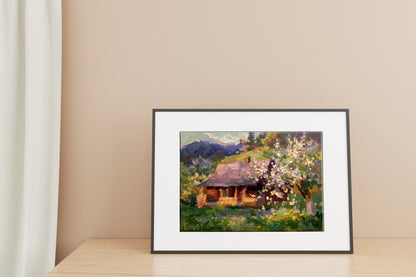 Oil painting Apple trees bloom Batrakov Vladimir Grigorievich