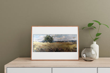 Oil painting The wind over the field