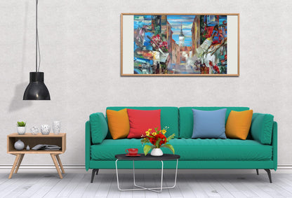 Abstract oil painting City view 