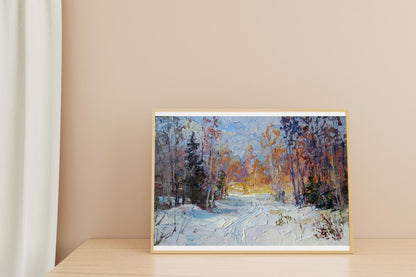 Oil painting Last rays of sun in winter Boris Serdyuk