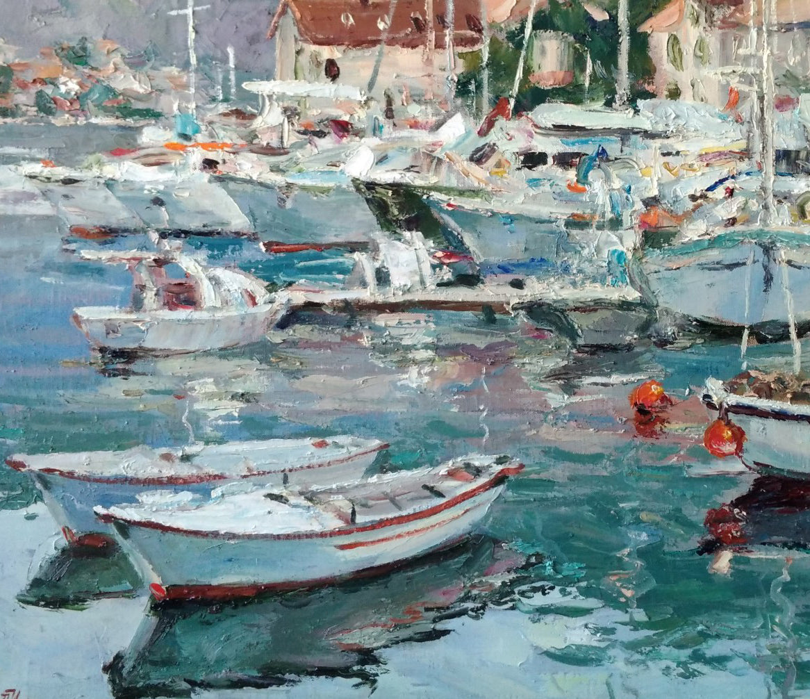 Oil painting rainy morning