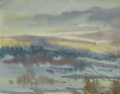 Watercolor painting Winter Nature Valery Savenets