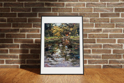 Oil painting Quiet lake 