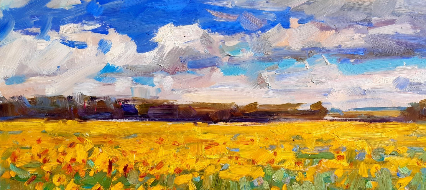 Oli painting Sunflowers are ripening Pereta Vyacheslav