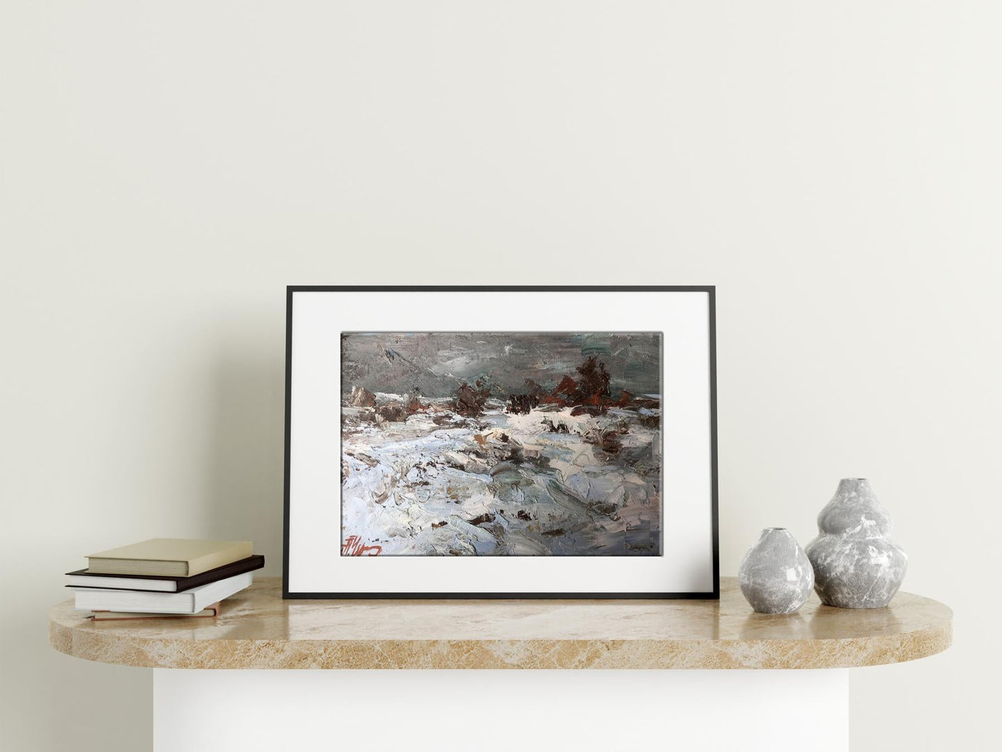 Oil painting Winter steppes