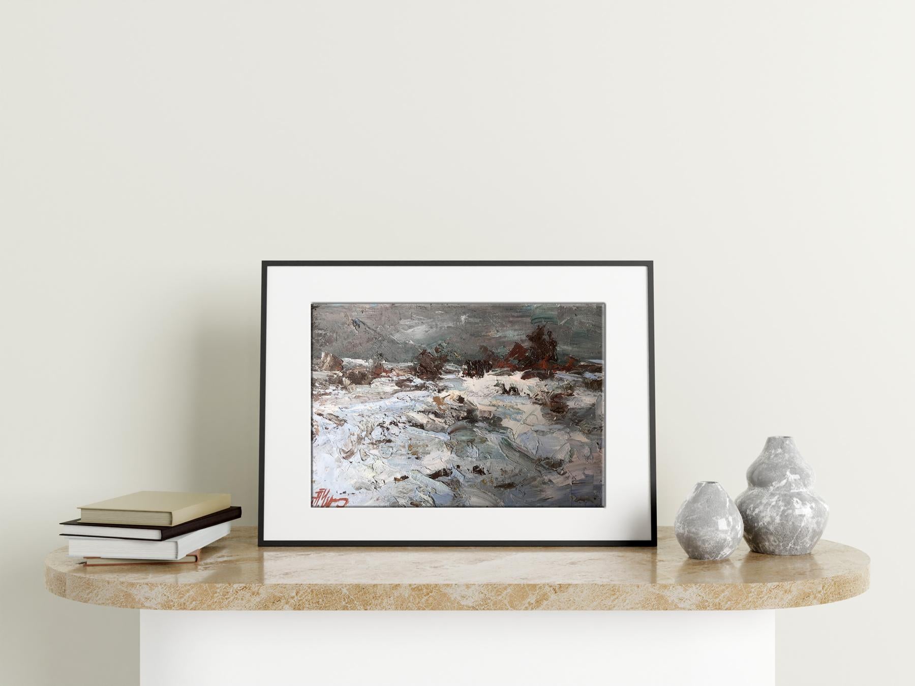 Oil painting Winter steppes