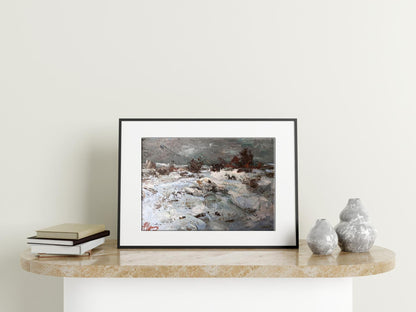 Oil painting Winter steppes