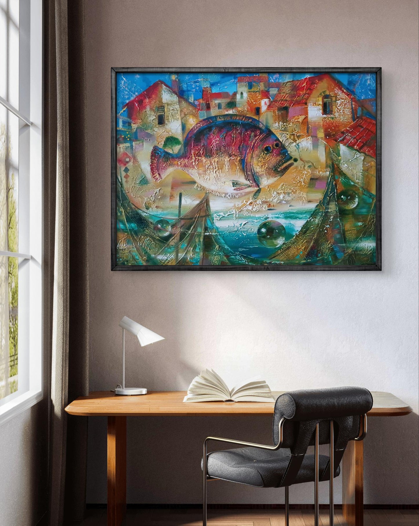 Abstract oil painting Big fish Anatoly Tarabanov