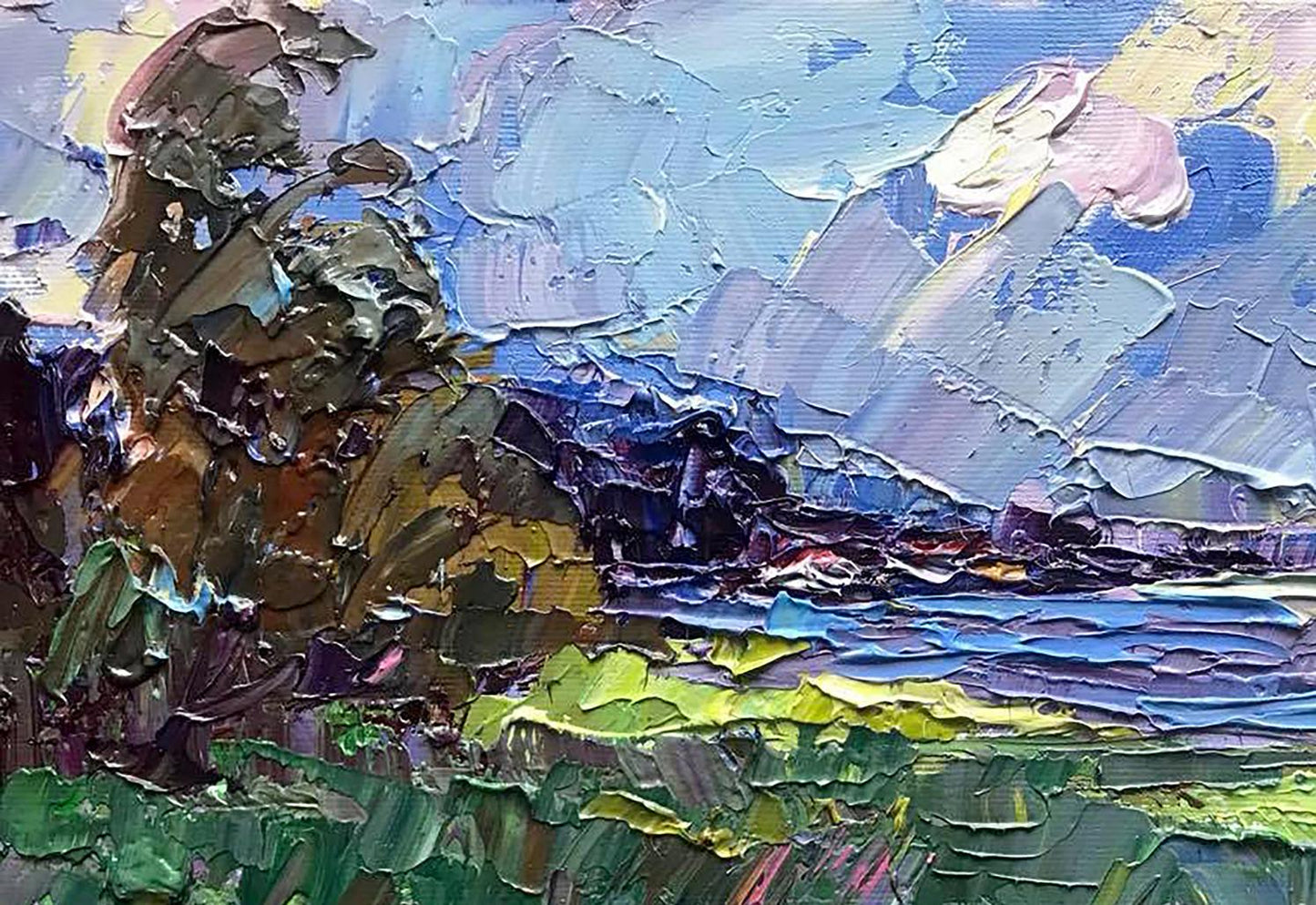 The oil painting by Alex Ivanyuk features a windy day