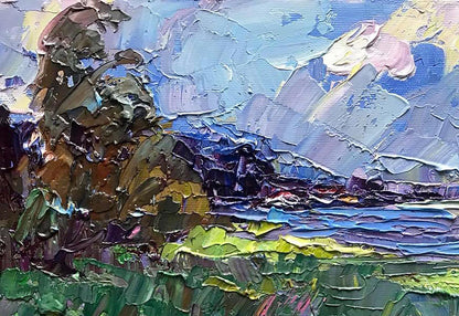 The oil painting by Alex Ivanyuk features a windy day