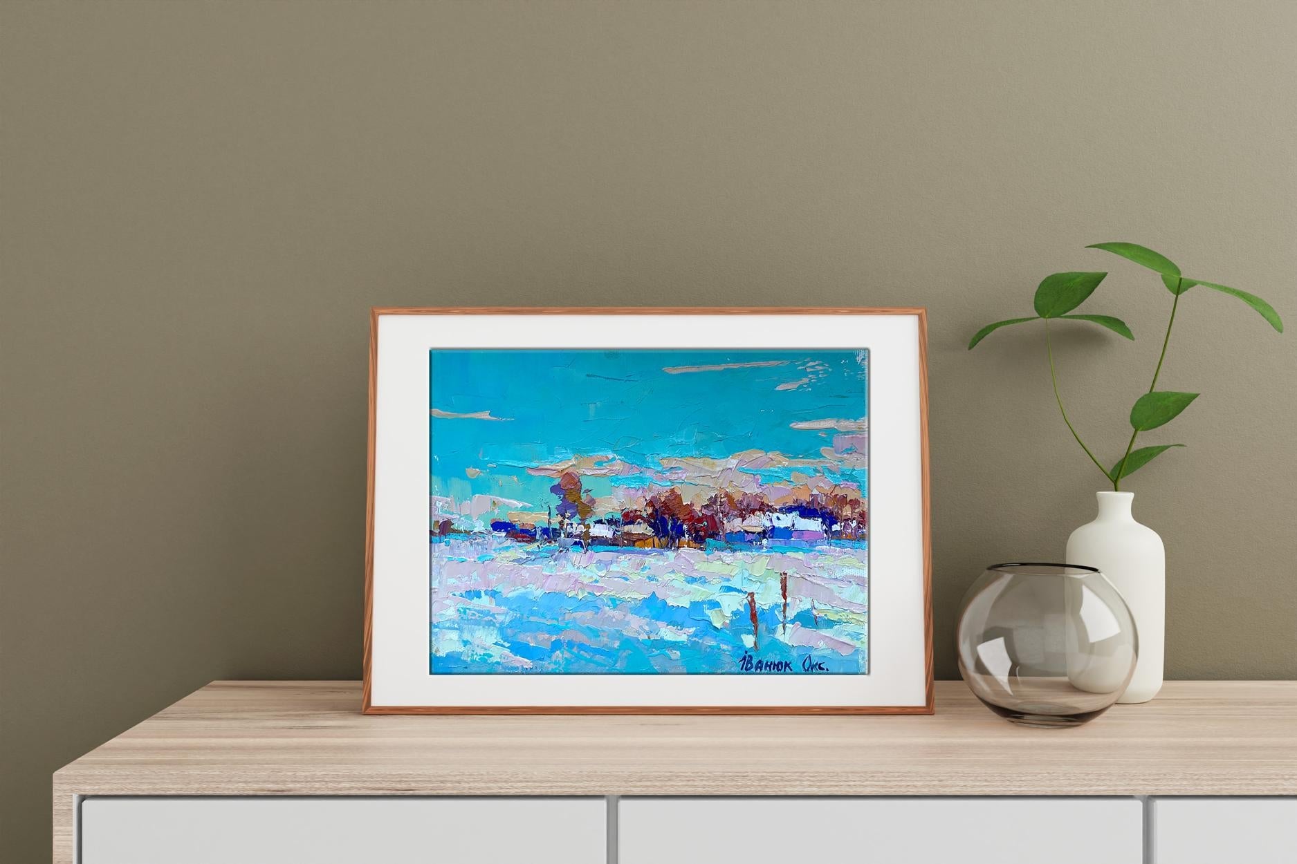 Oil painting Village landscape 