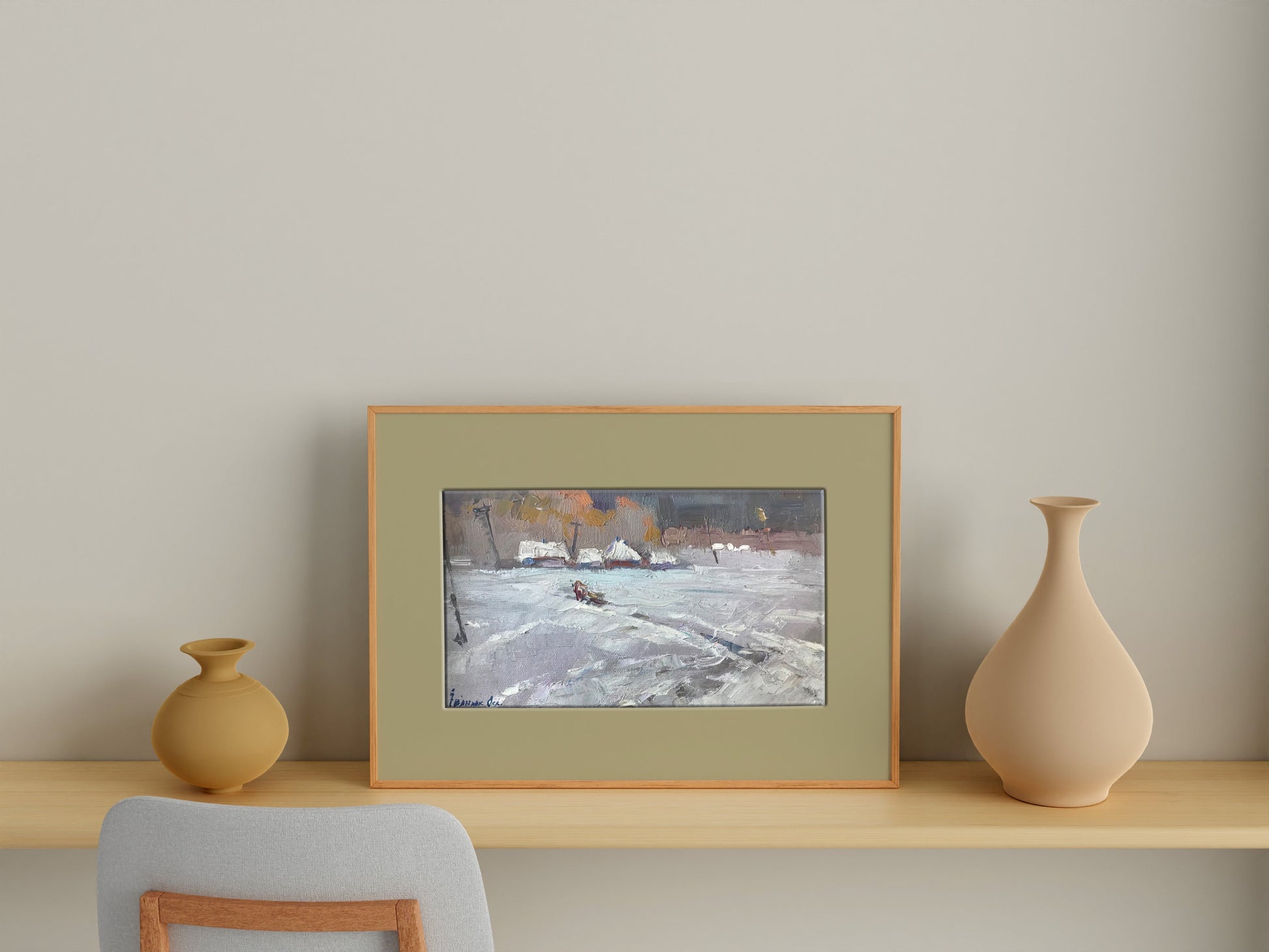 Oil Painting Nature Landscape Village landscape Art 