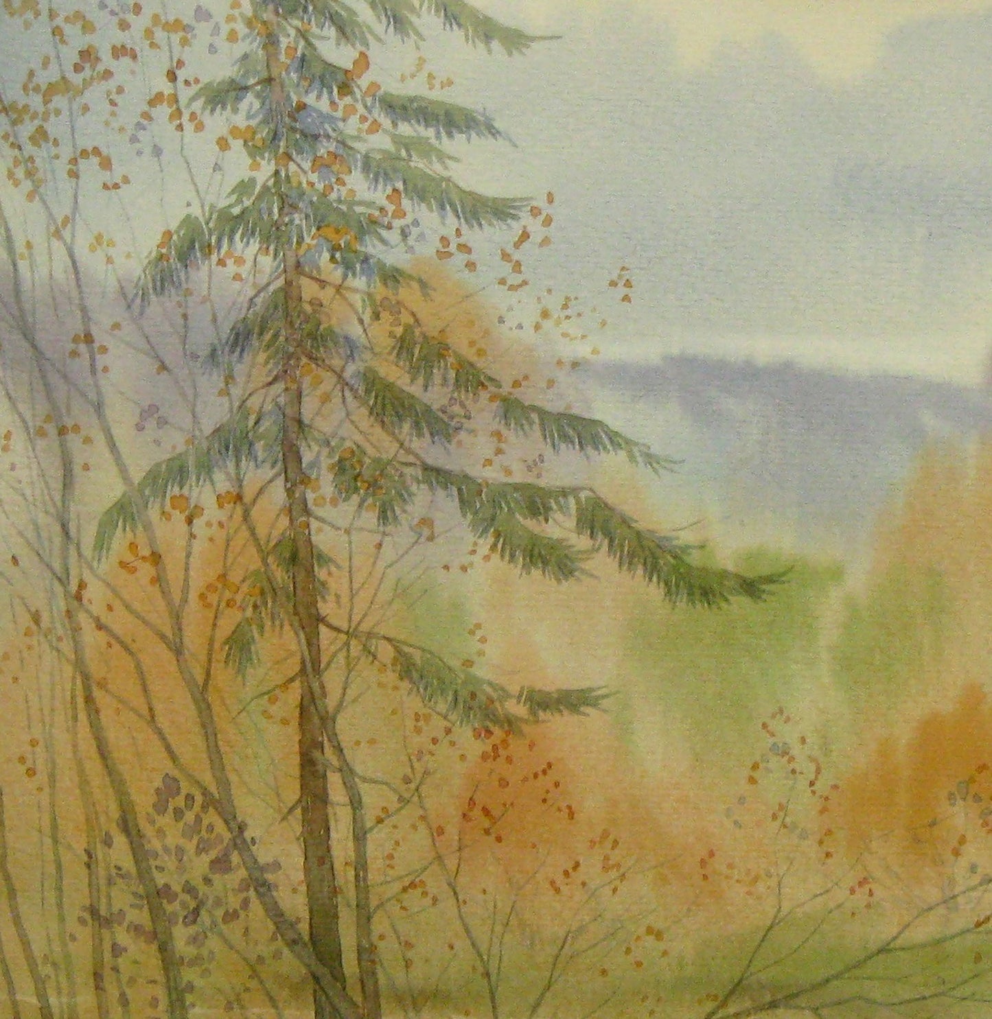 Valery Savenets' watercolor painting, Forest in October