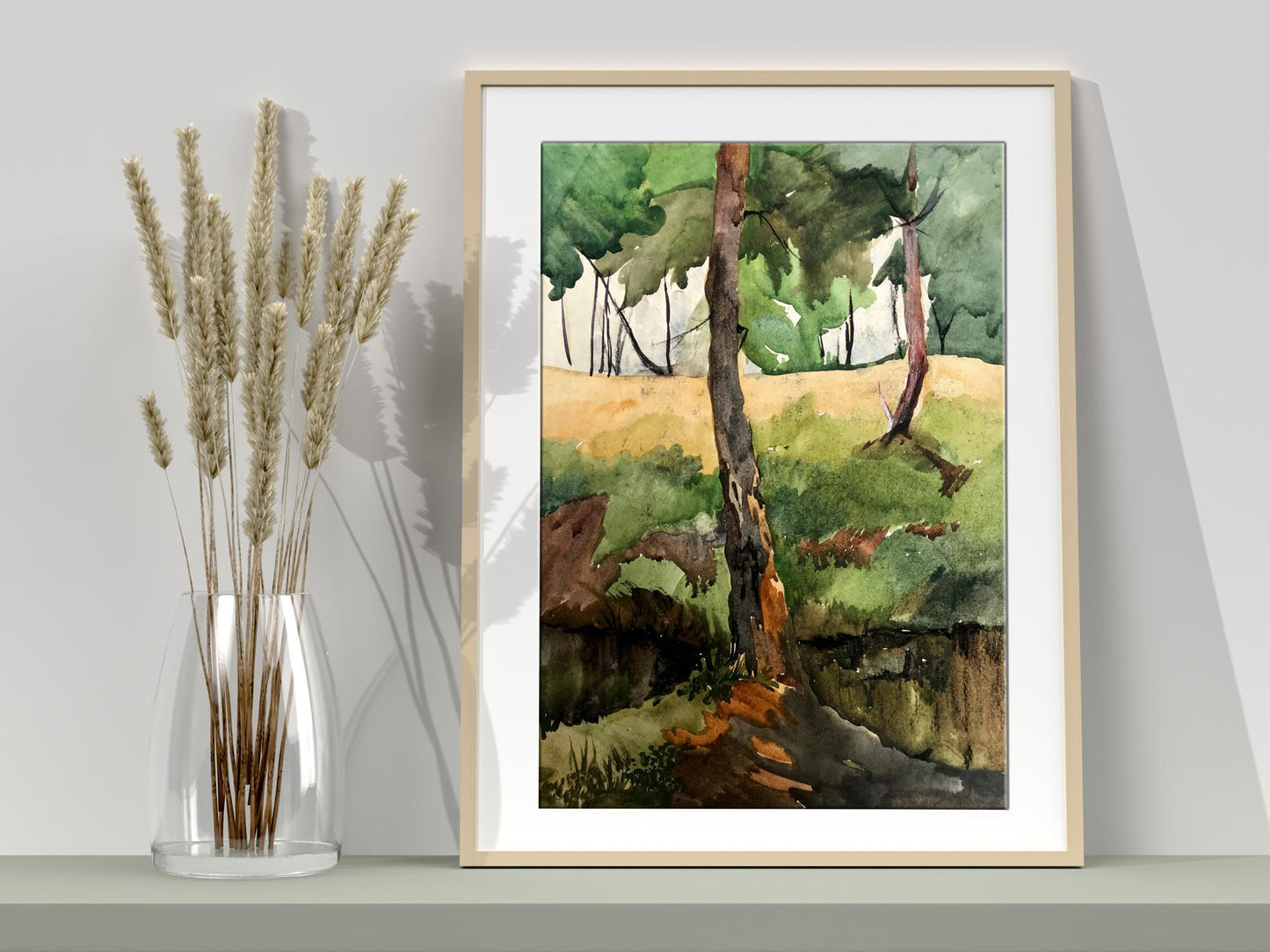 Watercolor painting Rest in the woods Unknown artist