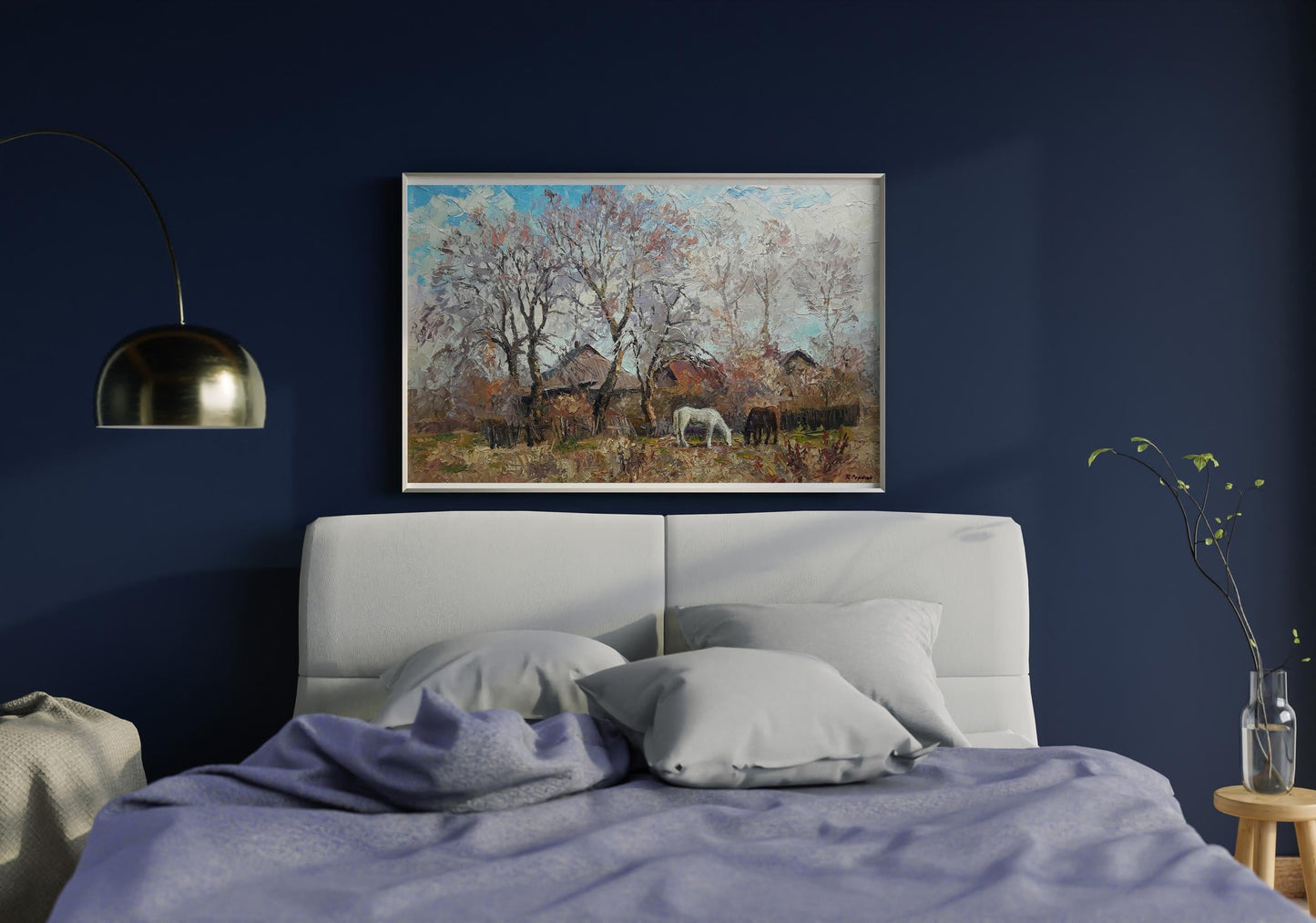 Oil painting Landscape with horses Serdyuk Boris Petrovich