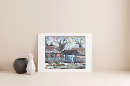 Oil Painting Nature Landscape Village landscape Art 