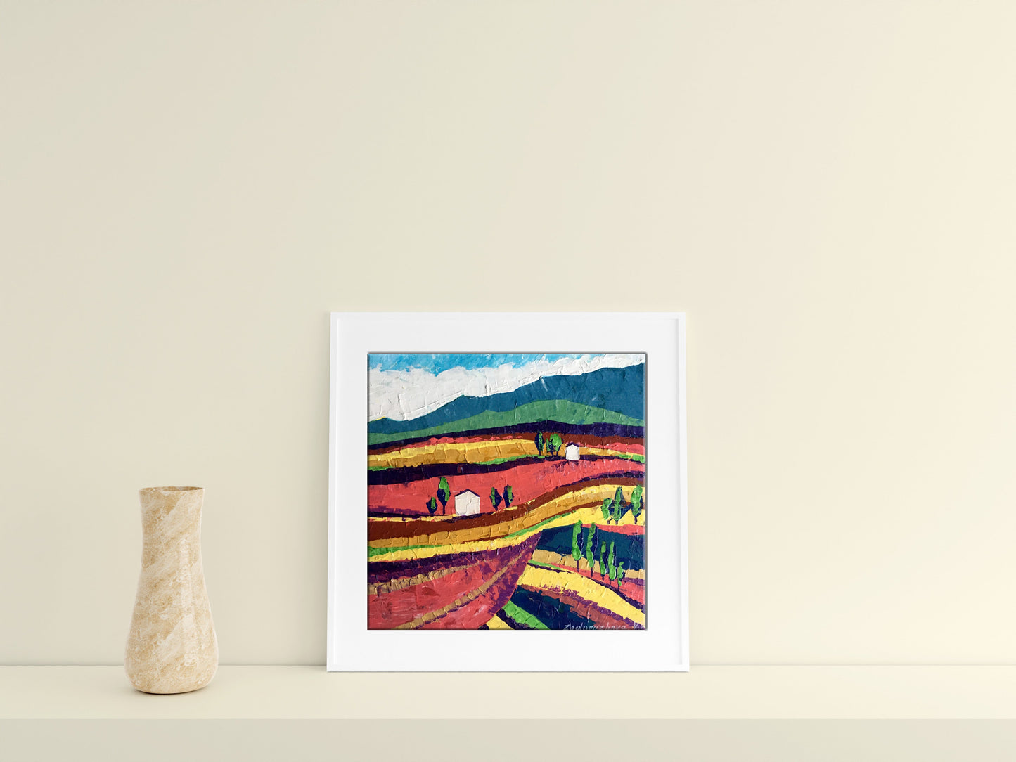 Oil painting Colorful fields on a sunny day V. Zadorozhnya