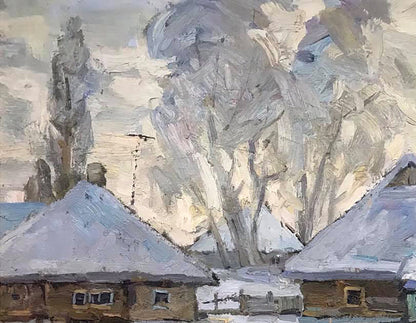 Oil Painting Nature Landscape Village landscape Art 