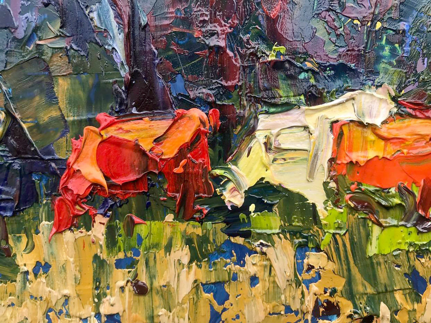 Oil Painting Nature Landscape Village landscape Art 