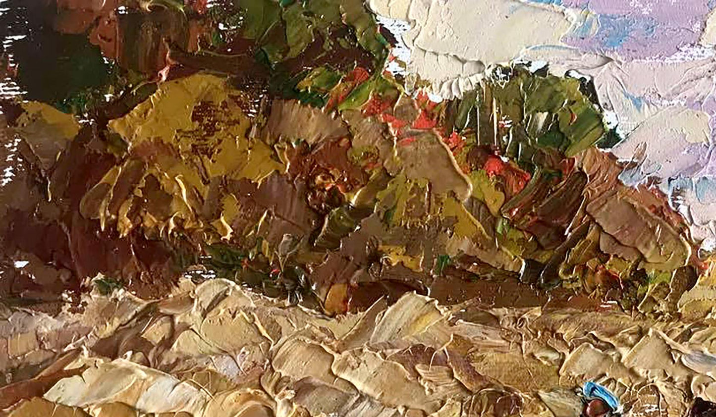 Oil Painting Nature Landscape Village landscape Art 