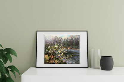 Oil painting Willow blossoms over water Batrakov Vladimir Grigorievich