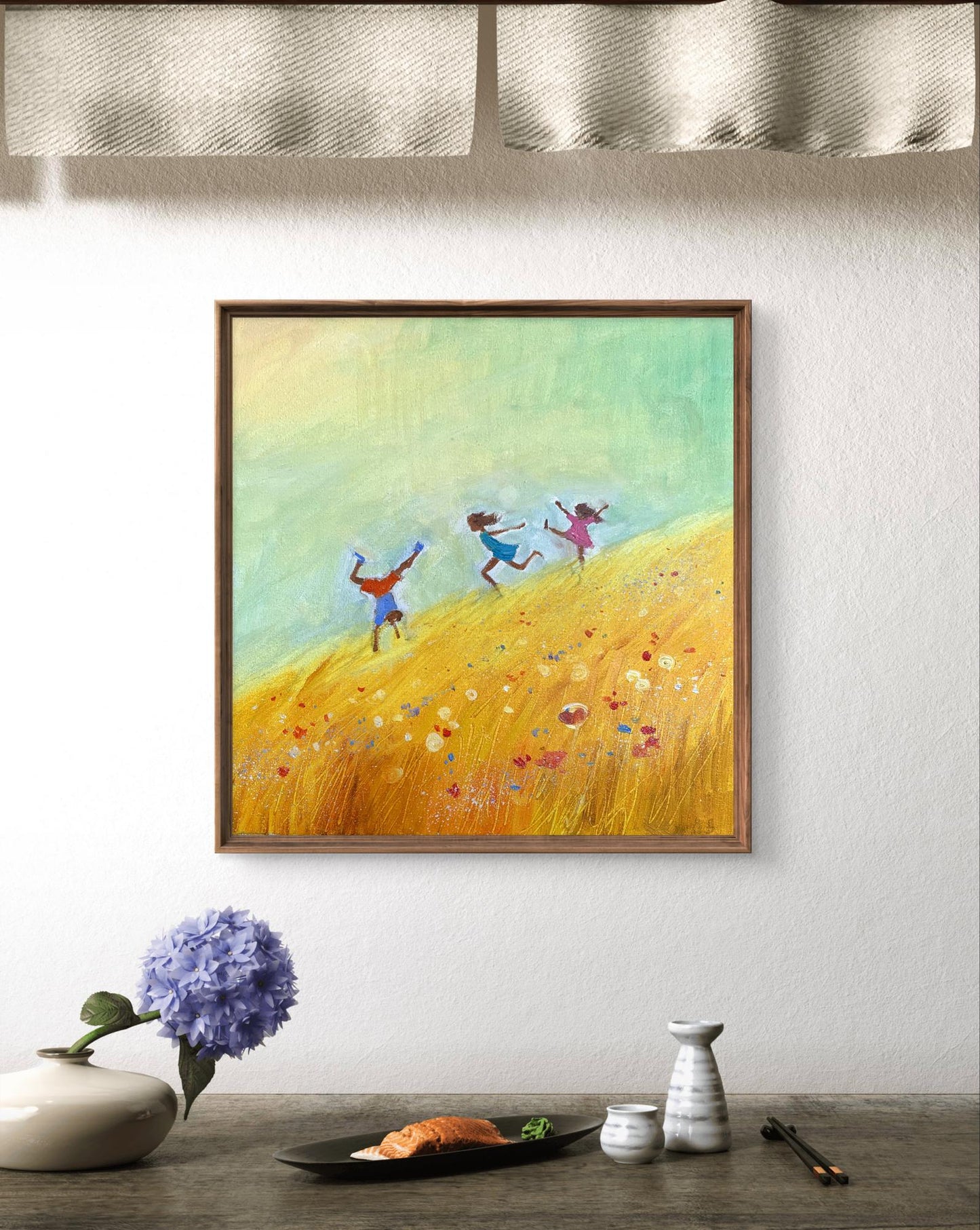 Oil painting Children's happiness Unknown artist