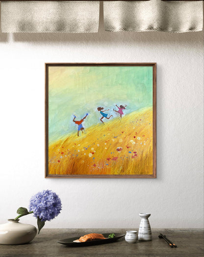 Oil painting Children's happiness Unknown artist