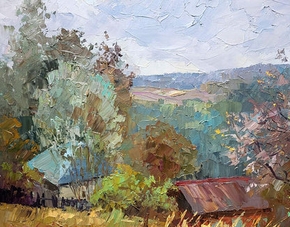 Oil painting Landscape of Bozhok village Serdyuk Boris Petrovich