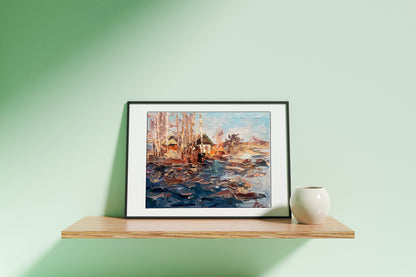 Oil painting Spring water 