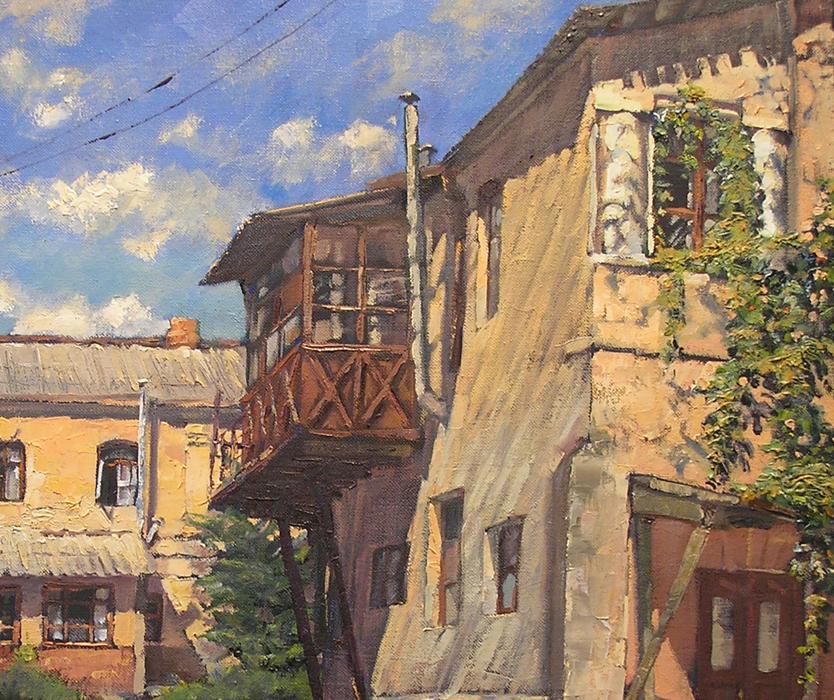 Oil painting Old town yard Osnach Olesia