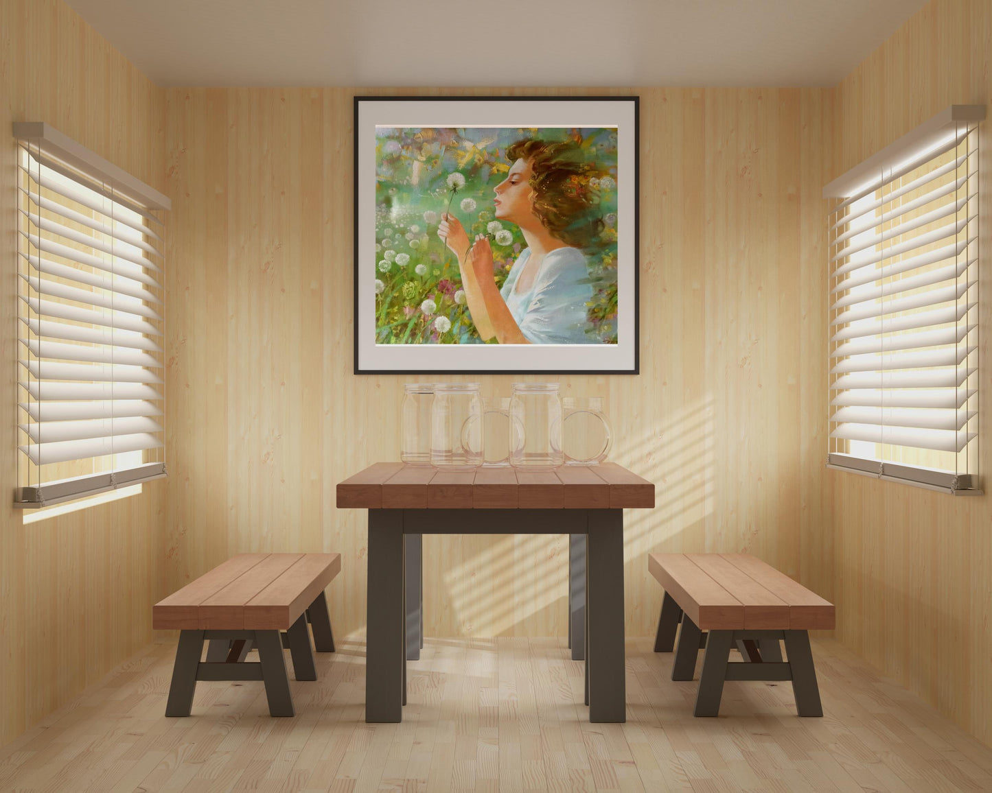 Abstract oil painting Dandelions 