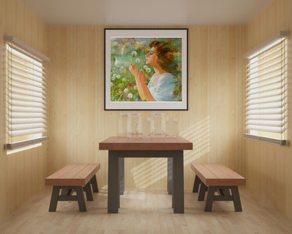 Abstract oil painting Dandelions 