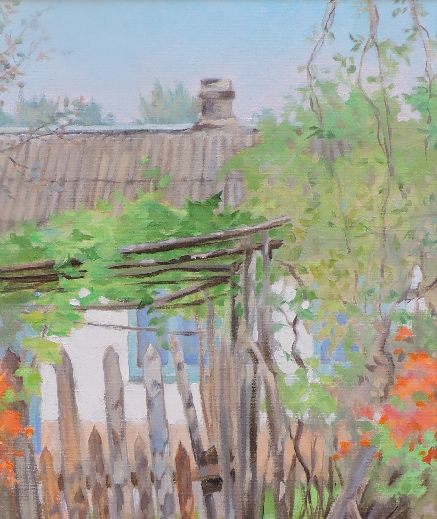 Oil painting Village yard Osnach Olesia