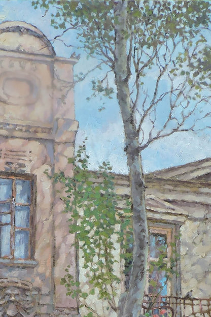 Oil painting Old City street Osnach Olesia