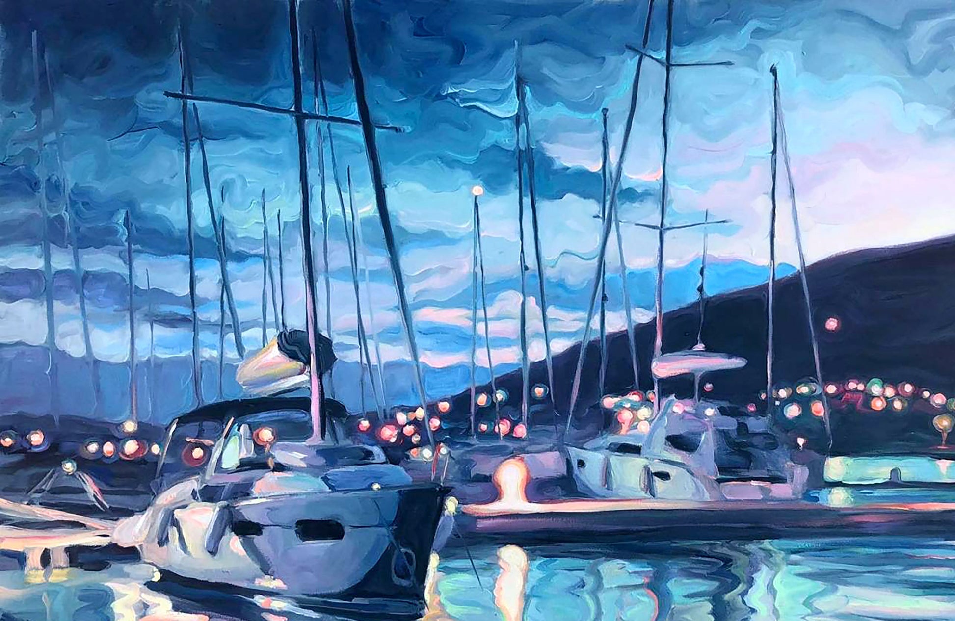 Oil painting Evening sea Osnach Olesia