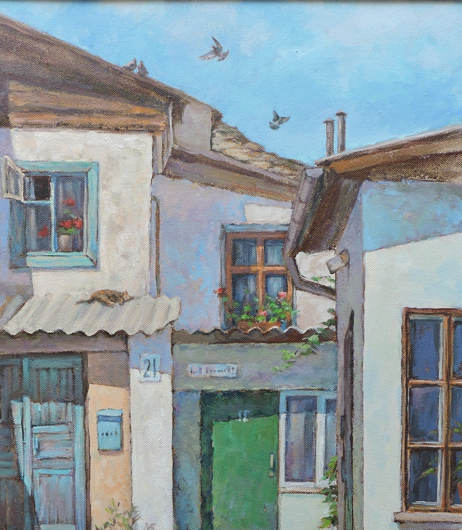 Oil painting Summer yard Osnach Olesia