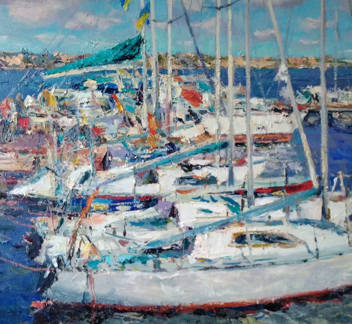 Oil painting Sea Yacht 