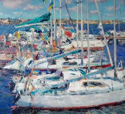 Oil painting Sea Yacht 