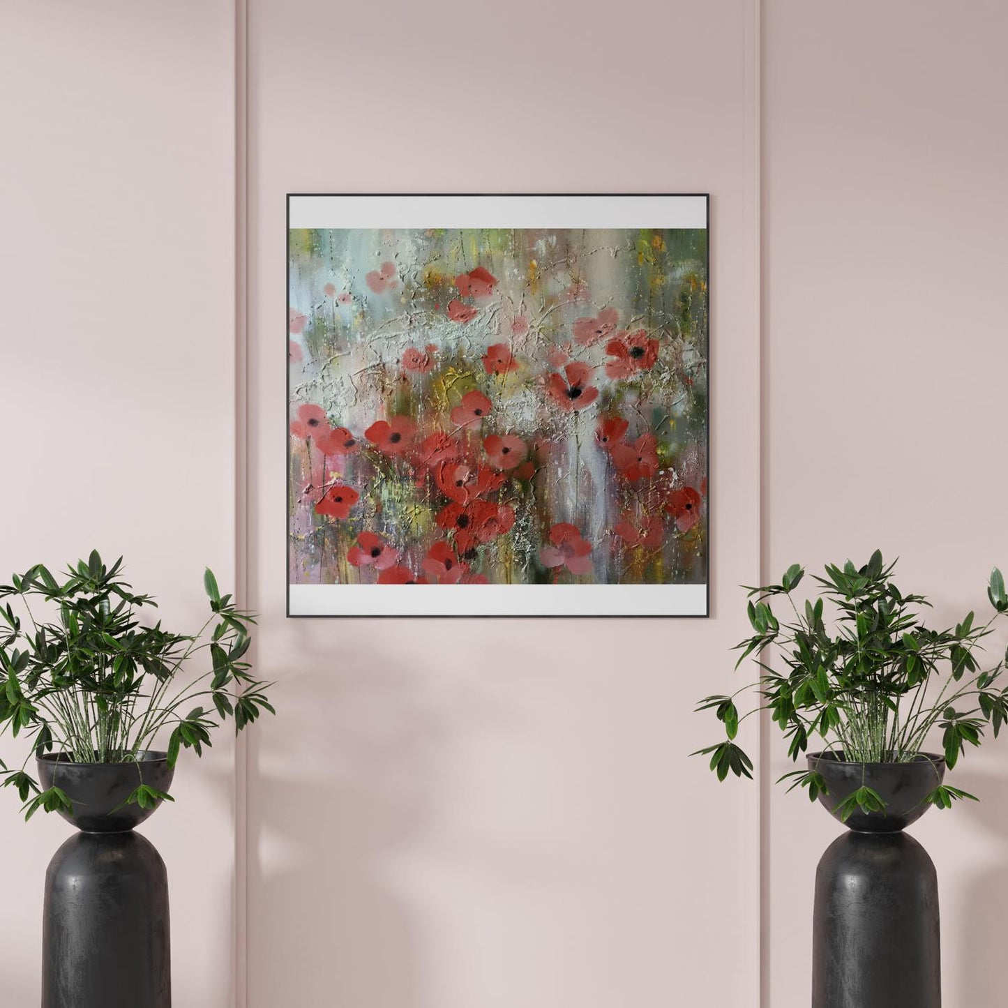 Abstract oil painnting Poppy field 