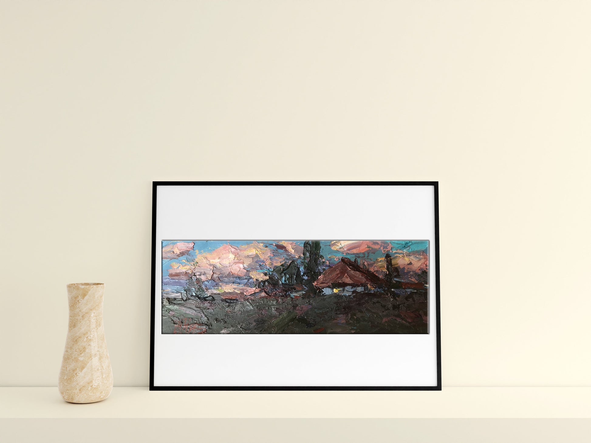 Oil painting Country evening 