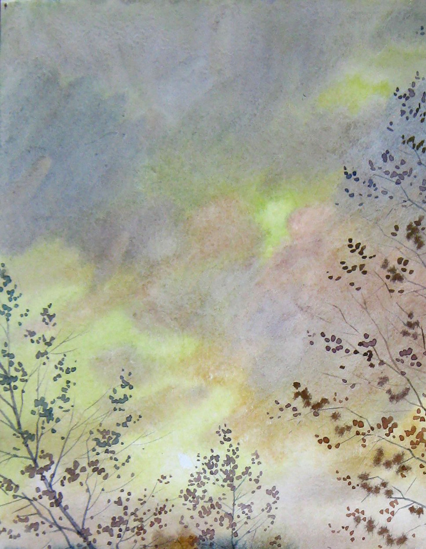 Watercolor painting October Nature Landscape Savenets Valery